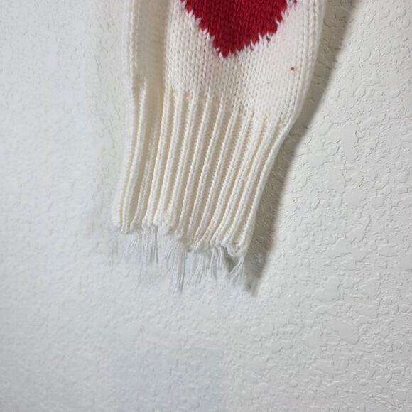 Bloom Chic Knit Sweater Red Heart Fringe Hems/cuff Size 14 - Picture 5 of 13